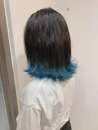 セミロング カラー 白髪ぼかしハイライト 柳川拓哉のヘアスタイル