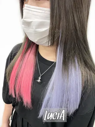 カラー ヘアアレンジ ロング エクステ LuciA\5900のヘアスタイル