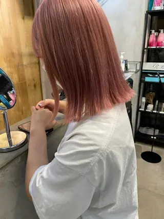 ミディアム カラー ヘアアレンジ 小顔レイヤー×コンパ クトボブ/林隆平のヘアスタイル