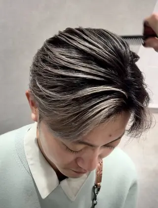 ショート 毛流れセンターパート /パーマ/モリオのヘアスタイル