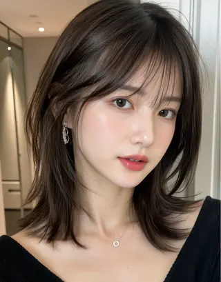 ミディアム カラー ARMONY表参道店所属・韓国風レイヤーカラー ライムのヘアスタイル