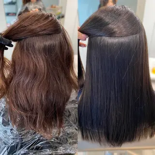 セミロング パーマ 韓国風レイヤーカット 💎髪質改善"yuiのヘアスタイル