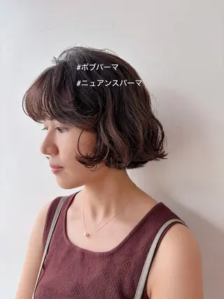 パーマ ボブ/ミディアム 親しみやすさ/さくらのヘアスタイル