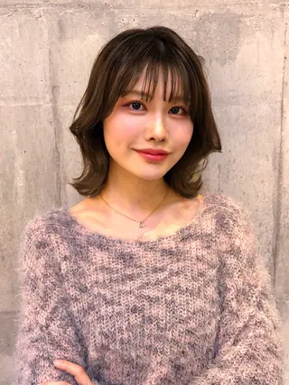 ミディアム カラー 竹内 春奈のヘアスタイル
