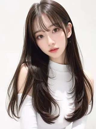 ロング カラー 🩵髪質改善🩵 韓国ヘア🩵花澤みりのヘアスタイル