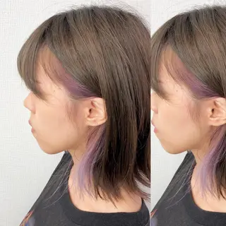 ミディアム カラー JuNブリーチに 縮毛矯正するプロのヘアスタイル