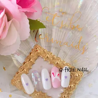 ロング カラー ネイル Q Free nailsのネイルデザイン