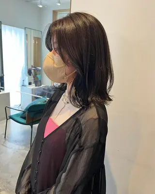 ミディアム カラー ミディアムパーマ /癖毛パーマのヘアスタイル