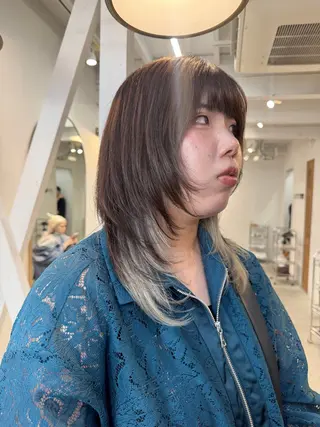 ミディアム カラー 透明感カラー/ハイト ーン/メイク/umiのヘアスタイル