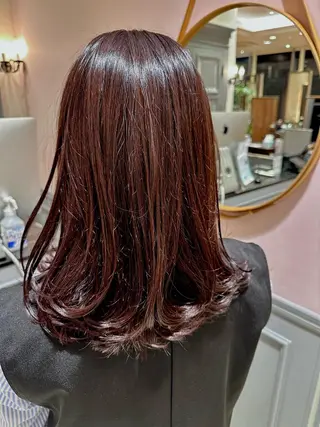 セミロング カットモデル ヨネダのヘアスタイル