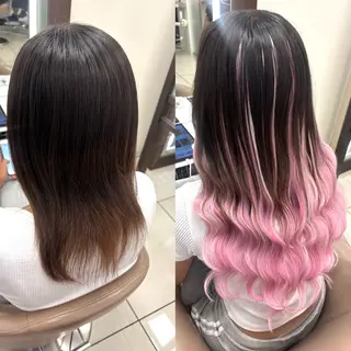 ロング カラー 羽エクステ/シール エクステ/横浜駅5分のヘアスタイル
