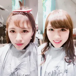 セミロング カラー ヘアアレンジ ネイル マツエク・マツパ ACHFILO モデル募集のヘアスタイル