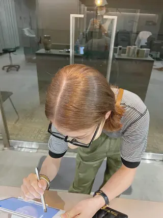 ミディアム カラー ボブパーマコテ巻き風 パーマNo1深江秀平のヘアスタイル