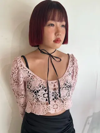 カラー ブリーチカラー🎀 韓国風/寺門美優のヘアスタイル