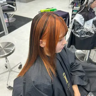 セミロング カラー 栄/デザイン/ ブリーチ/琉輝のヘアスタイル