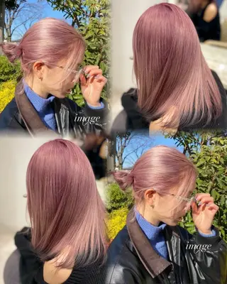 ミディアム カラー ハッシュカット レイヤー池袋のヘアスタイル