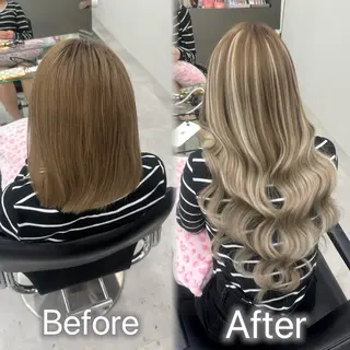 ロング カラー ヘアアレンジ メンズ シールエクステ🎀 羽エクステ🌙しぇるのヘアスタイル