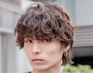 ミディアム カラー パーマ メンズ 冨永 圭人のヘアスタイル