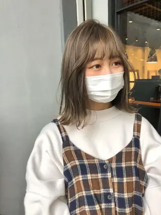 ミディアム カラー wカラー 指名No1かけるのヘアスタイル