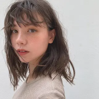 ミディアム カラー パーマ/透明感カラー /ボブ/吉田一生のヘアスタイル