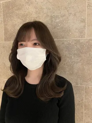 ミディアム カラー 佐藤 悠衣/透明感 カラー/似合わせ前髪のヘアスタイル