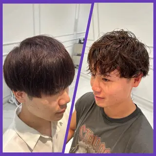 カラー パーマ メンズ スパイキーショート／ パーマ平松秀門のヘアスタイル