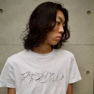 ミディアム パーマ メンズ uchiyama kenのヘアスタイル