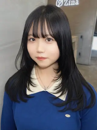 セミロング カラー 艶髪/艶カラー/韓国 髪質改善/縮毛矯正のヘアスタイル