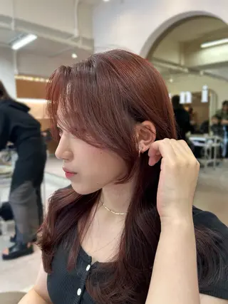 セミロング カラー 本格韓国ヘア🇰🇷 【uni】キューさんのヘアスタイル