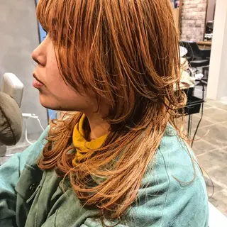 ミディアム 所渉/韓国レイヤー /ウルフカットのヘアスタイル