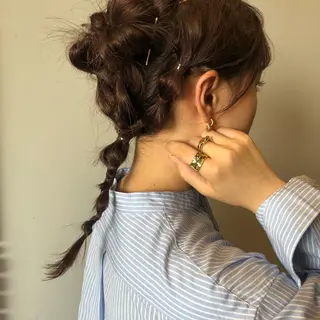 セミロング カラー ヘアアレンジ ケアブリーチ/ボブ/ honoのヘアスタイル