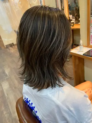 ミディアム カラー パーマ ヘアアレンジ メンズ キッズ ネイル マツエク・マツパ 髪質改善 艶髪🔵ﾌｾﾅｵﾔのヘアスタイル