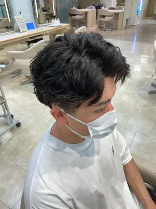 ショート パーマ メンズ 湘南/メンズパーマ/ ハイライト/ユチカのヘアスタイル