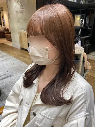 セミロング カラー 顔周り/くびれヘア 韓国ヘア💕風間るなのヘアスタイル