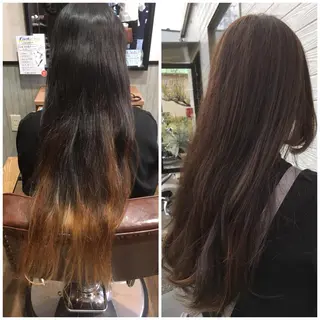 ロング カラー ビヨウシツトリコ よねたにみなのヘアスタイル