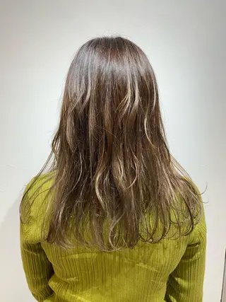 ロング カラー ブリーチなしWカラー /酸性ストレート河本のヘアスタイル