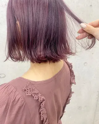 ミディアム カラー オリーブ/アッシュ やわらか透明感カラーのヘアスタイル