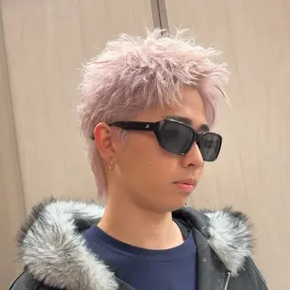 カラー メンズ 💋ホワイトメッシュ /パーマ/メンズ💋のヘアスタイル