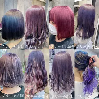 ミディアム カラー メンズ JuNブリーチに 縮毛矯正するプロのヘアスタイル