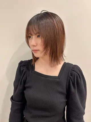 ミディアム 韓国ボブ/顔周り/べ ージュ/織田百華🎀のヘアスタイル