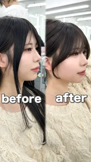 セミロング 前髪顔まわりカット 🌈中村海聖のヘアスタイル