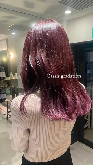 ロング カラー ミオ💎透ける暗髪/ ブリーチなしWカラーのヘアスタイル