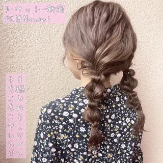 セミロング カラー パーマ ヘアアレンジ メンズ キッズ ネイル マツエク・マツパ 新宿駅近♡友達とOK 🦋W -ワット -のヘアスタイル