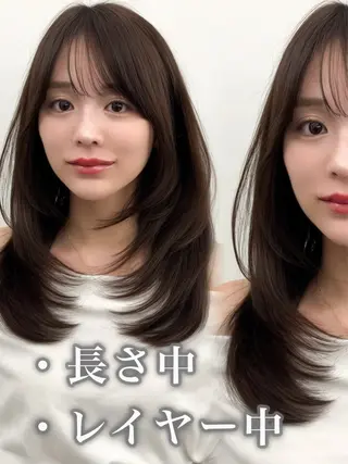 セミロング カラー ヘアアレンジ 最小顔周り&レイヤー 特化/池袋/kokiのヘアスタイル