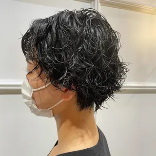 ショート パーマ ヘアアレンジ 髪質改善カラー&TR 縮毛矯正/弱酸性矯正のヘアスタイル