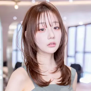 ミディアム カラー 渋谷/韓国レイヤー ハッシュカット/堅亘のヘアスタイル