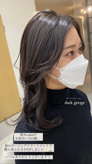 セミロング カラー 安永 涼のヘアスタイル
