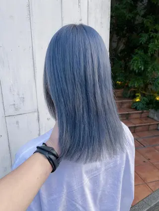 ミディアム カラー ヘアアレンジ 韓国レイヤーカット/ 儚げカラーチナツのヘアスタイル