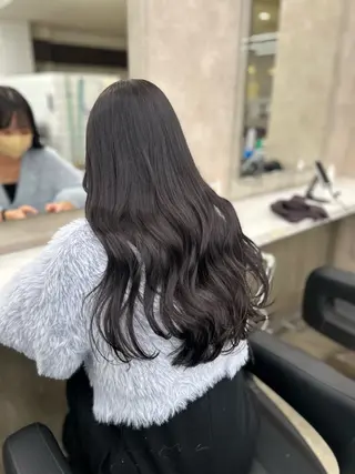 ロング カラー パーマ ヘアアレンジ メンズ キッズ ブリーチなしカラー/ ブラウン/レイヤーのヘアスタイル