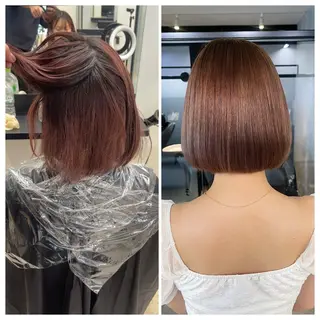 ショート け んブリーチ縮毛矯正のヘアスタイル